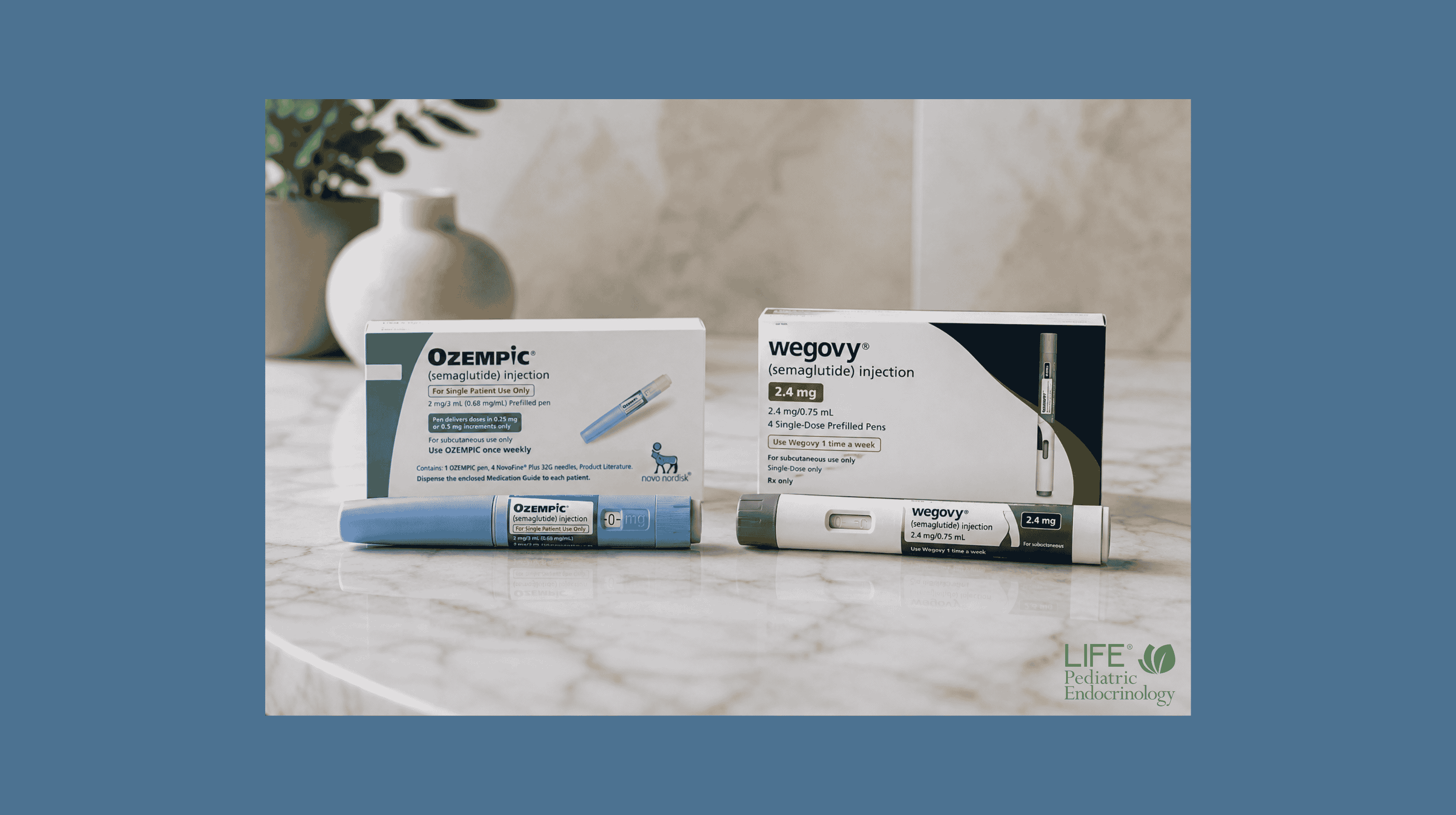 Ozempic and Wegovy semaglutide injection pens for a comparison of GLP-1 medications for teens.